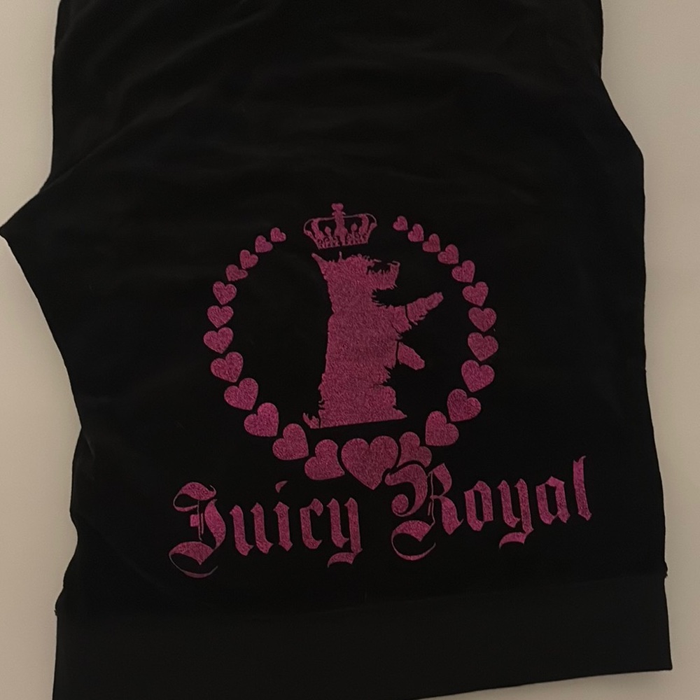 Juicy Royal Black and Pink Velour Top